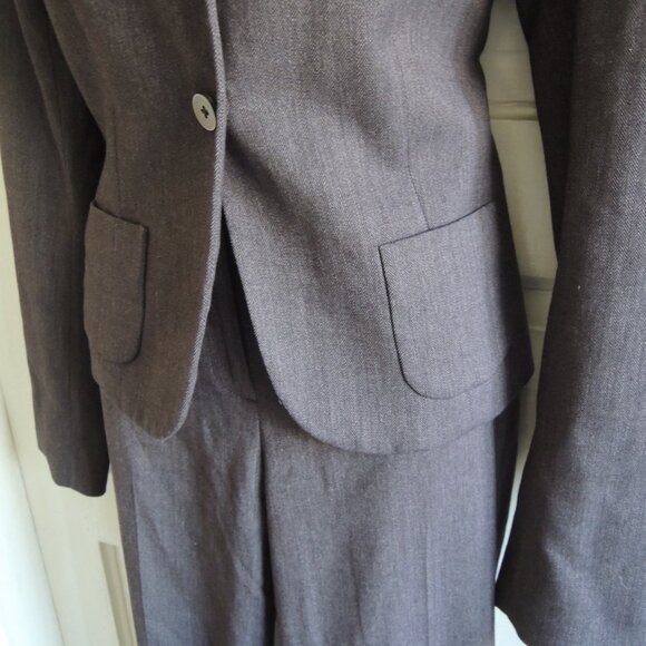 Tahari Gray Micro Herringbone Pant Suit Jkt 6 Pants 2 (Run L) - Picture 10 of 14